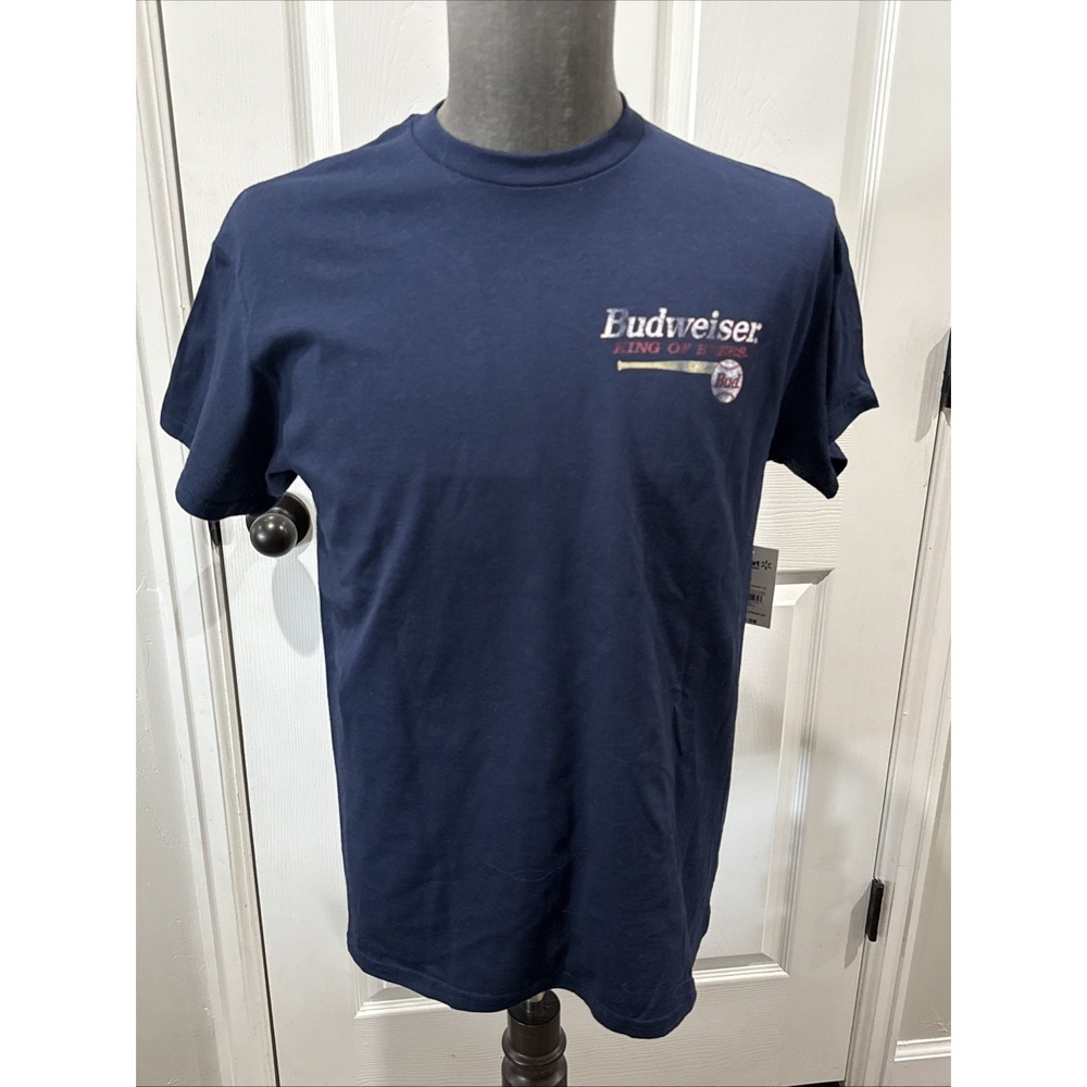 Budweiser King Of Beers Baseball Men's Graphic Tee Navy Blue -Med  New with Tags